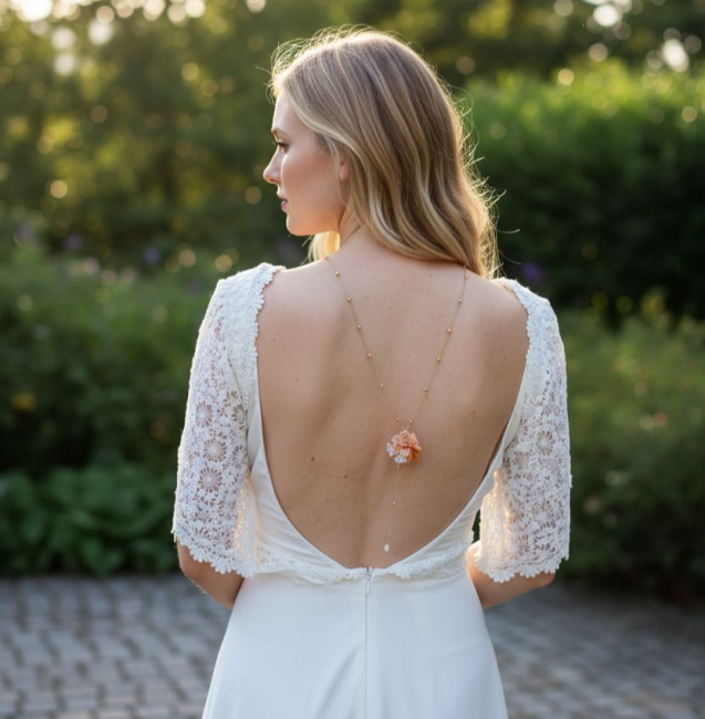 Dos nu fleurs sienne et terracotta 3