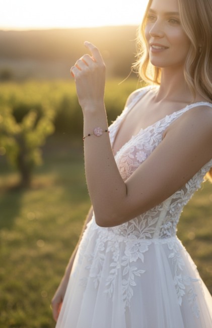 Bracelet Rosetta vieux rose