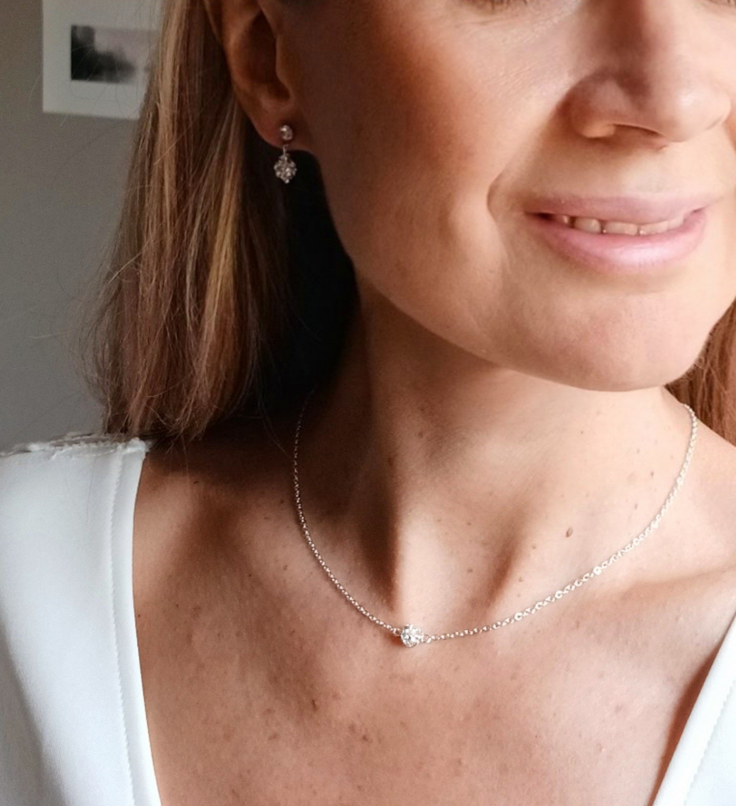Ensemble Collier & Boucles D’oreilles YAZILIND – Argenté Avec Strass Cristal | Chaîne Ajustable – Style élégant Et Brillant