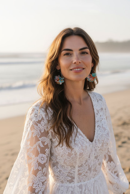 Créoles argent fleuries