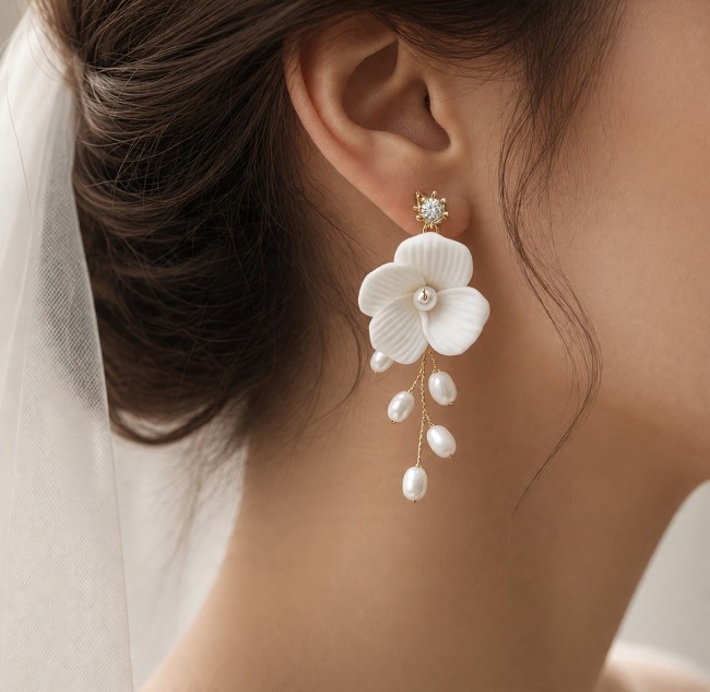 Aube- pendantes fleurs porcelaine 2