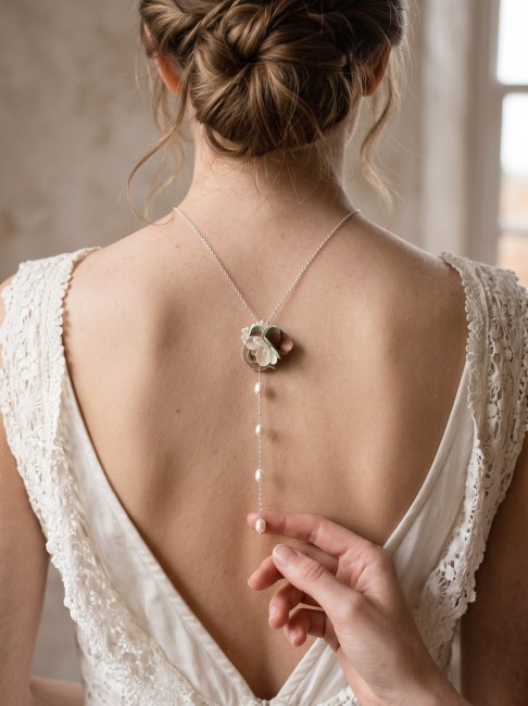 Collier de dos mariage Flore