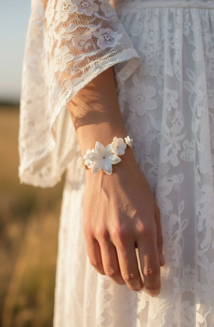 Bracelet muti fleurs orchidé