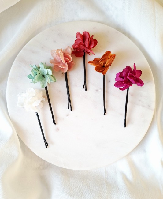 6 pinces plates à fleurs