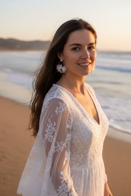Boucles mariée fleurs blanches