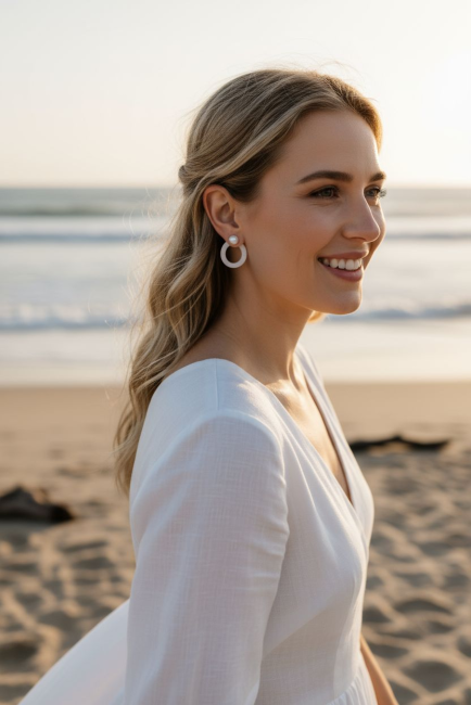 Créoles blanches amovible