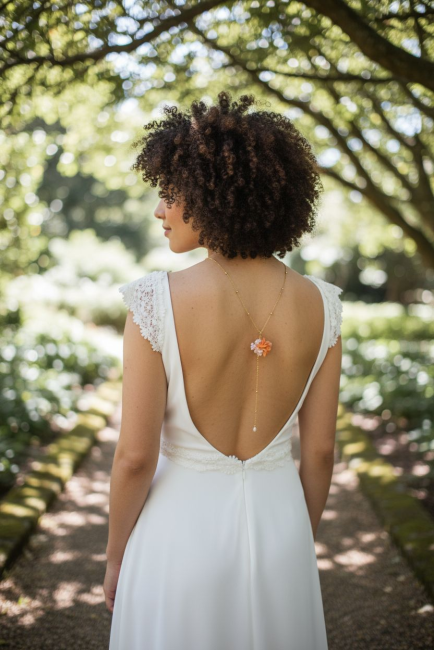 Dos nu fleurs sienne et terracotta