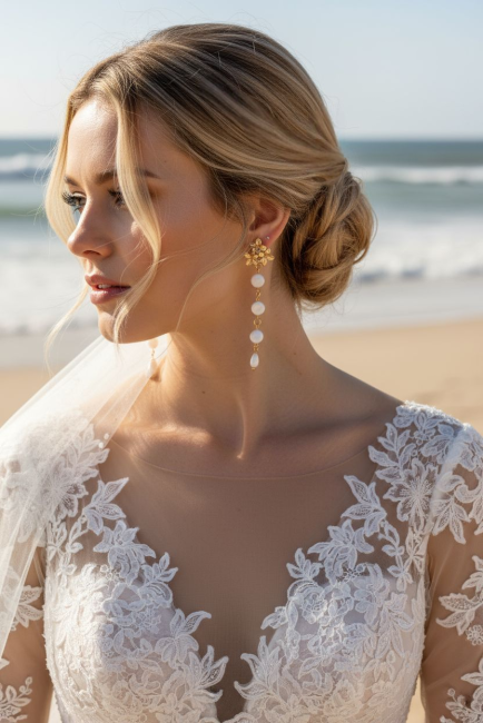 Pendantes mariée nacre