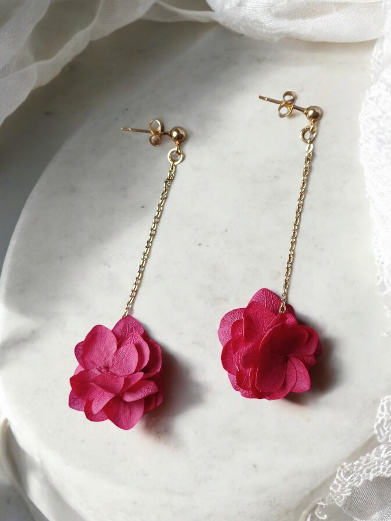 Boucles D'oreilles Fleurs De Cerisier En Alliage - Design Rose Avec Cristaux - Femme, Cadeau Pour Maman, Amie - Longueur ~4cm