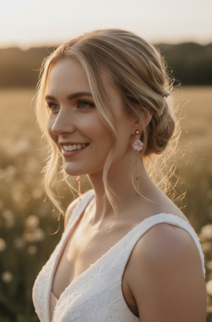 Pendantes avec fleurs vieux rose