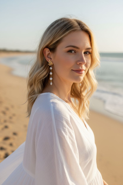 Peigne doré perles culture 7