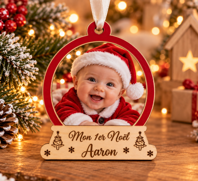 Ornement de Noël personnalisé avec bébé Aaron