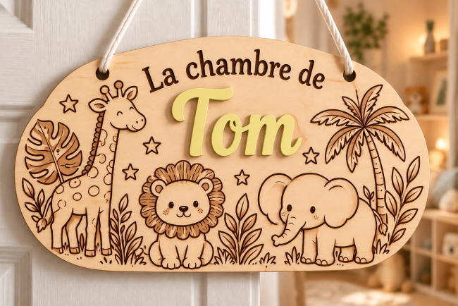 Plaque jungle personnalisée pour Tom