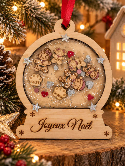 Boule de Noël en bois personnalisée