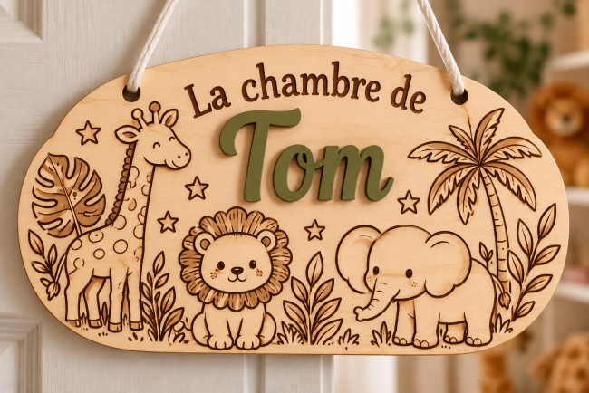 Plaque safari de la chambre de Tom