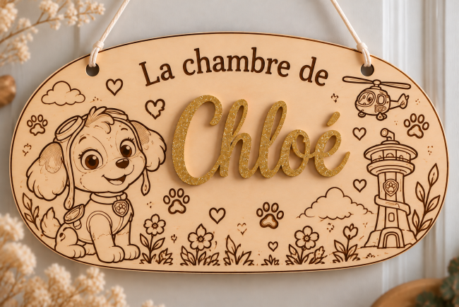 Plaque en bois personnalisée pat patrouille