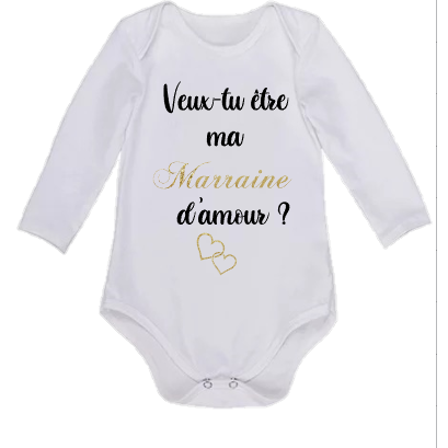 Body Bébé "Cap Ou Pas Cap ?" - Pour Demande Originale à La Marraine/parrain - Coton Bio Oeko-Tex