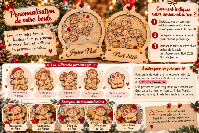 Guide de personnalisation des boules de Noël en bois