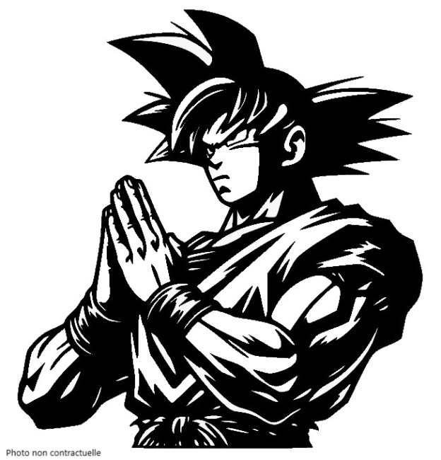 Décoration mural : Goku en bois de tilleul Décoration mural : Goku en bois de tilleul