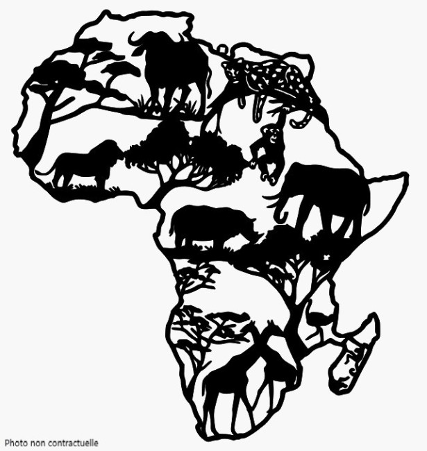 Epaisseur Décoration mural : Animaux d'Afrique en bois de tilleul