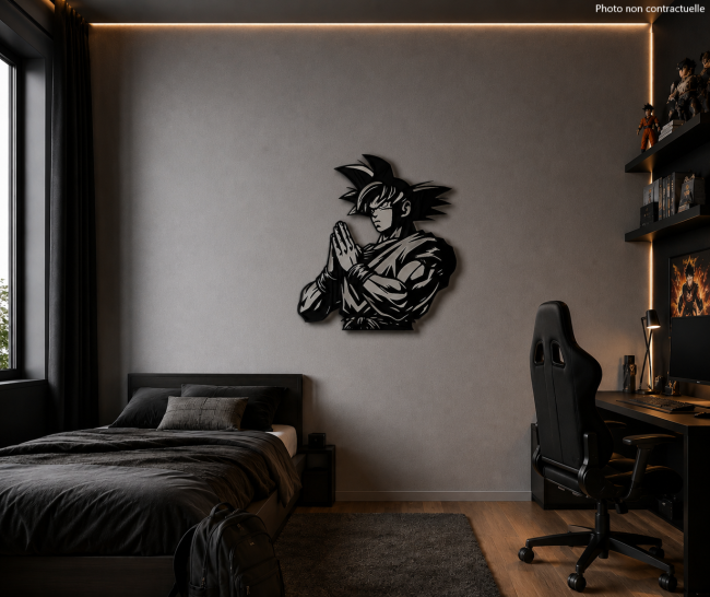 Décoration mural : Goku en bois de tilleul Décoration mural : Goku en bois de tilleul