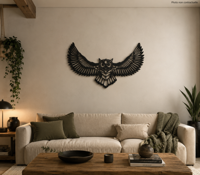 Décoration mural : Hibou en bois de tilleul