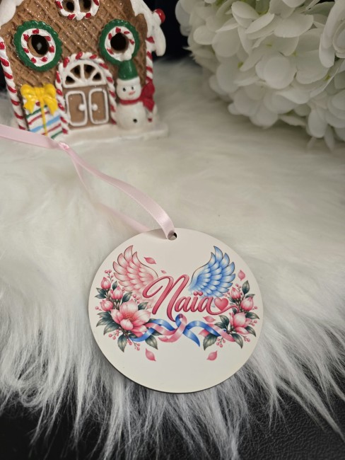 Boule plate de Noël personnalisable – Les Ailes de Naïa - personnalisé