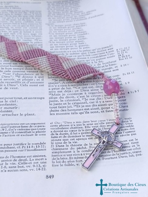 croix rose émaillée