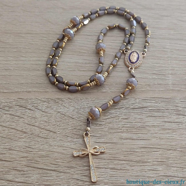 chapelet perle en verre améthyste