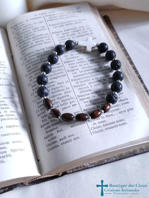 bracelet pierre de lave et argenté