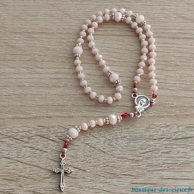 chapelet en verre rose