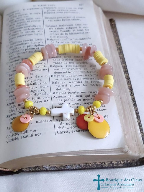 bracelet artisanal croix catholique