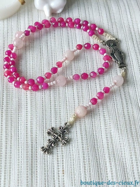 chapelet artisanal en jade rose chapelet fait main français