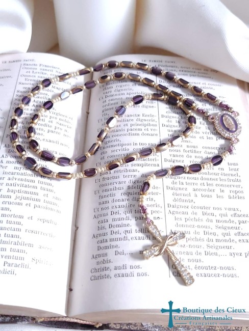 chapelet grain de riz améthyste