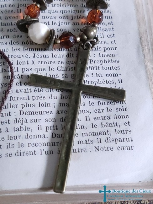 croix fine en métal bronze
