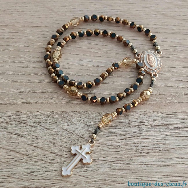 chapelet perles en verre doré