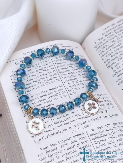 bracelet dizainier en verre bleu