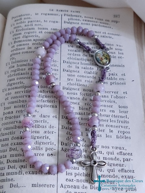 chapelet de poche en verre et agate