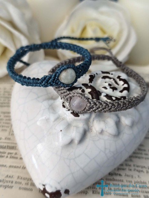 bracelets en macramé et pierre au choix