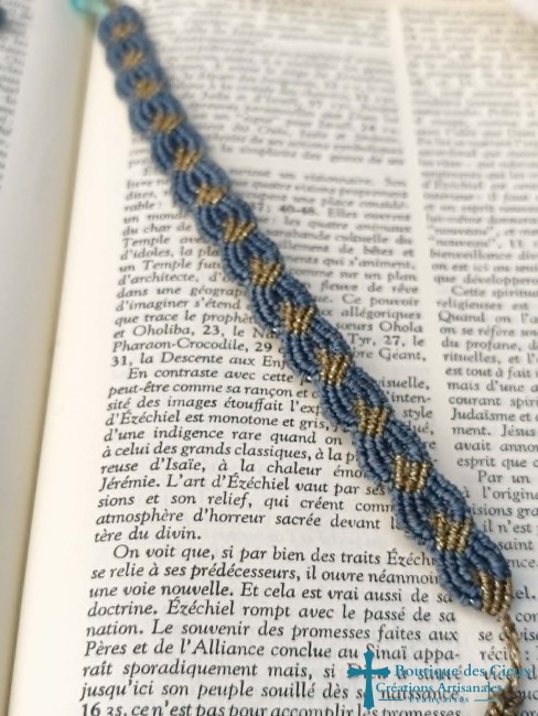tissage bleu et doré