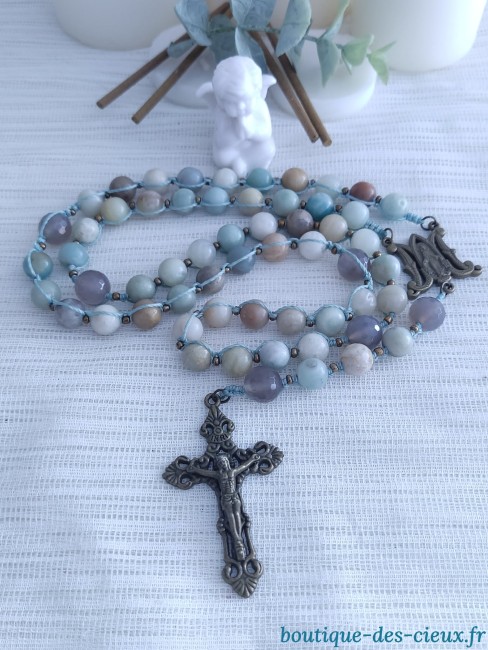 Chapelet en amazonite Grand chapelet en pierre naturelle