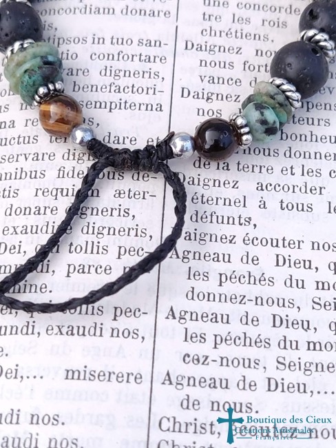 oeil de tigre turquoise et pierre de lave