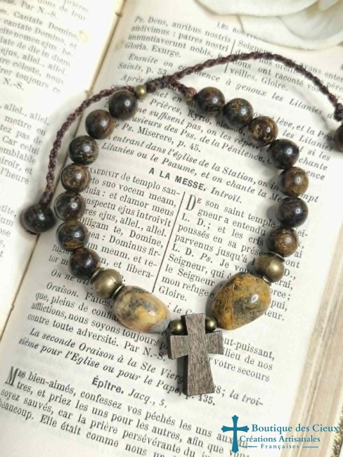bracelet en bronzite et agate
