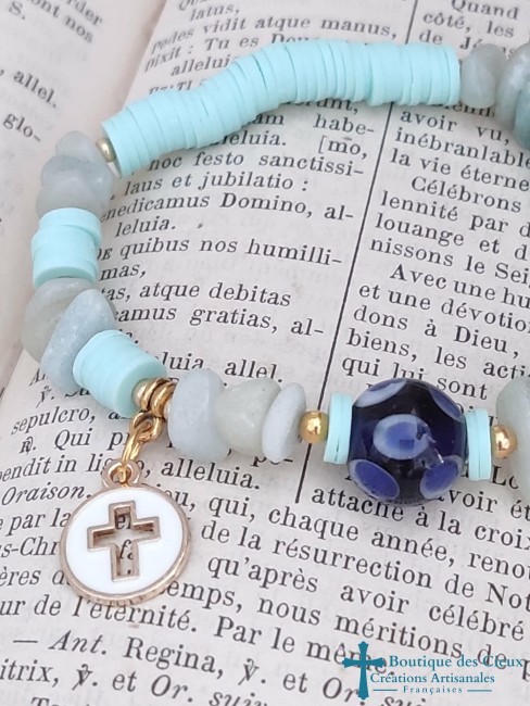 perle en porcelaine bleue