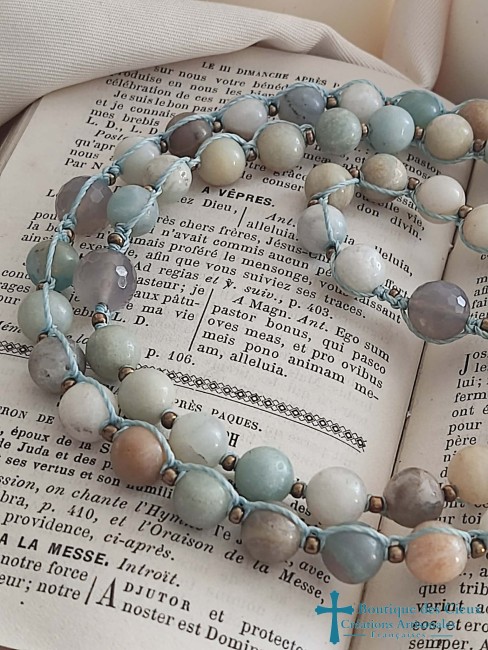 perles d'amazonite et agate grise