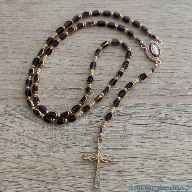chapelet perles en verre parme