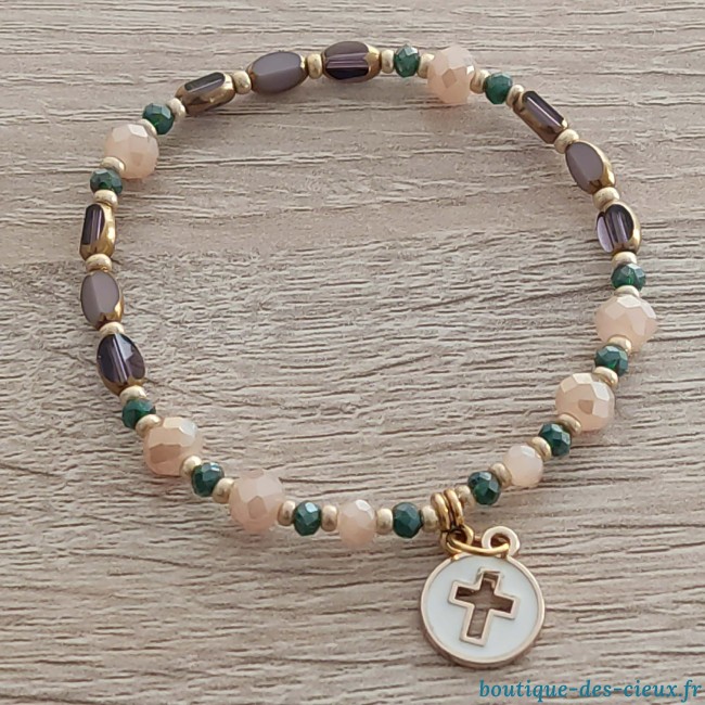 bracelet violet et pêche