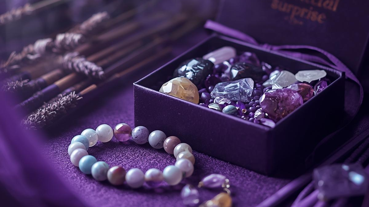 box naturel spirituelle avec pierres