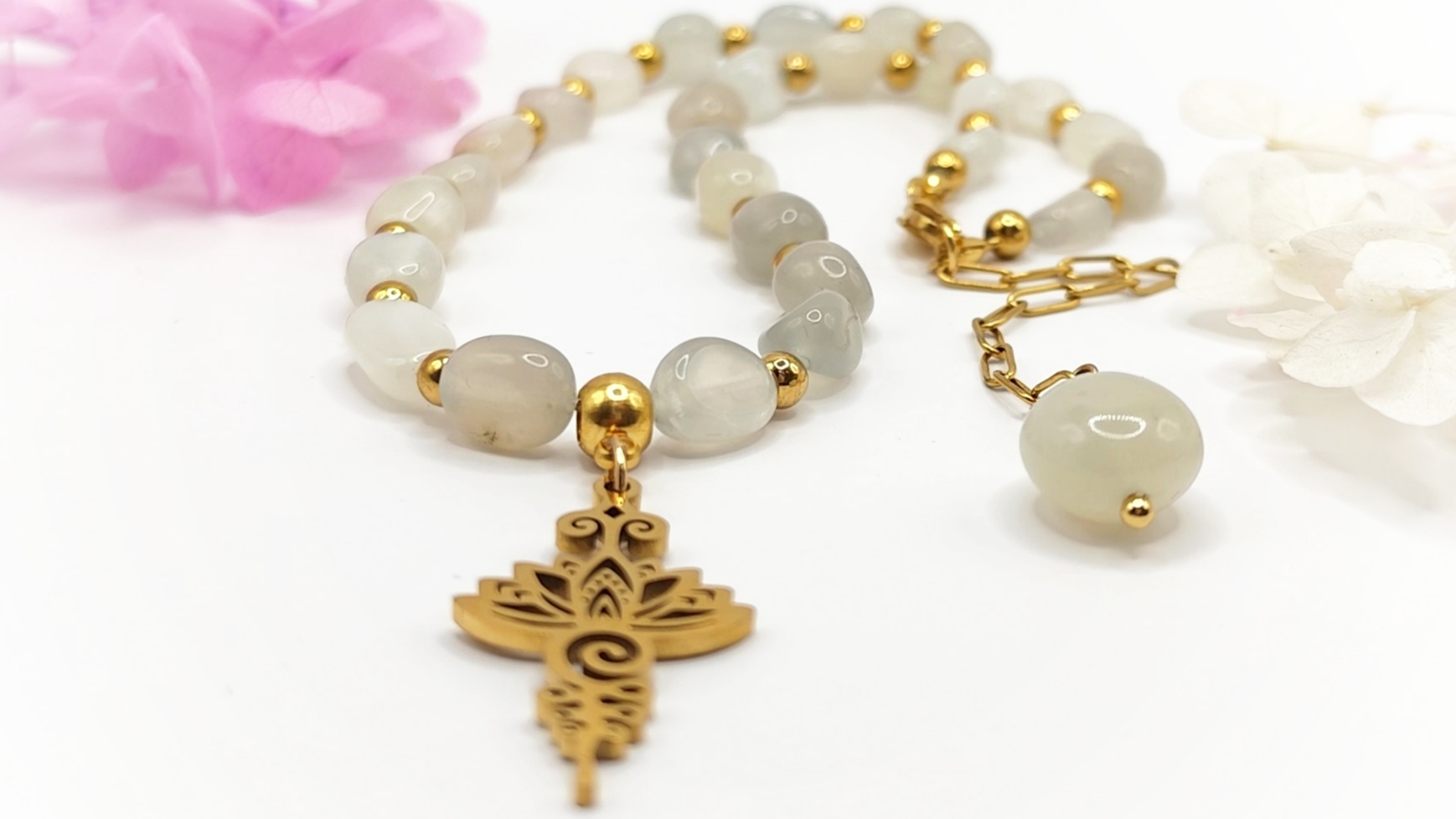 collier pierre de lune unalome