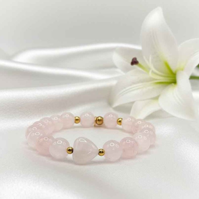 Bracelet en quartz rose doré